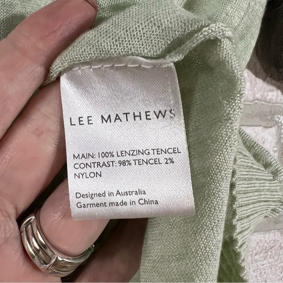 Lee Mathews Green Contrast Tencel Short Sleeve Top Size M - Picture 8 of 9